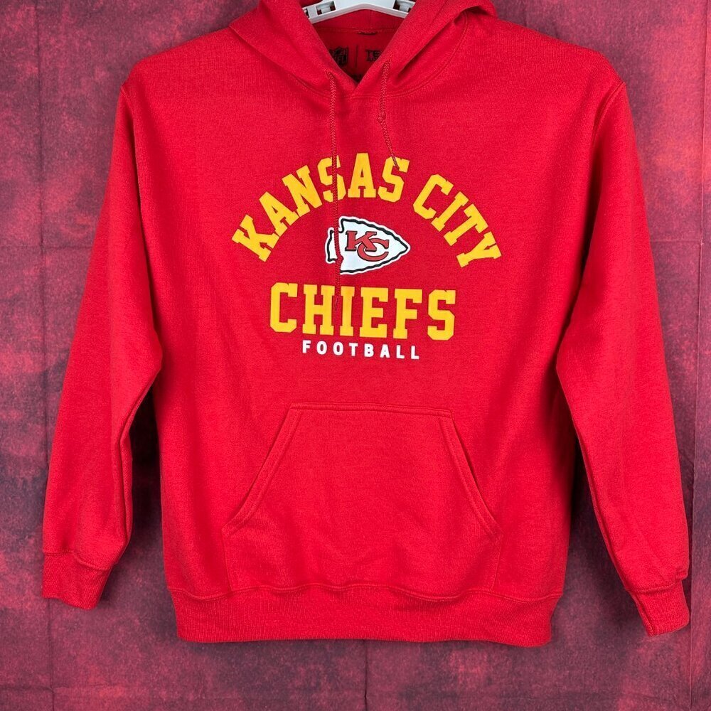 KANSAS CITY CHEFS MEN'S HOODED PULLOVER RED SWEATSHIRT , SIZE M MEDIUM